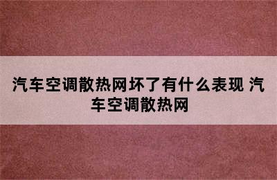 汽车空调散热网坏了有什么表现 汽车空调散热网